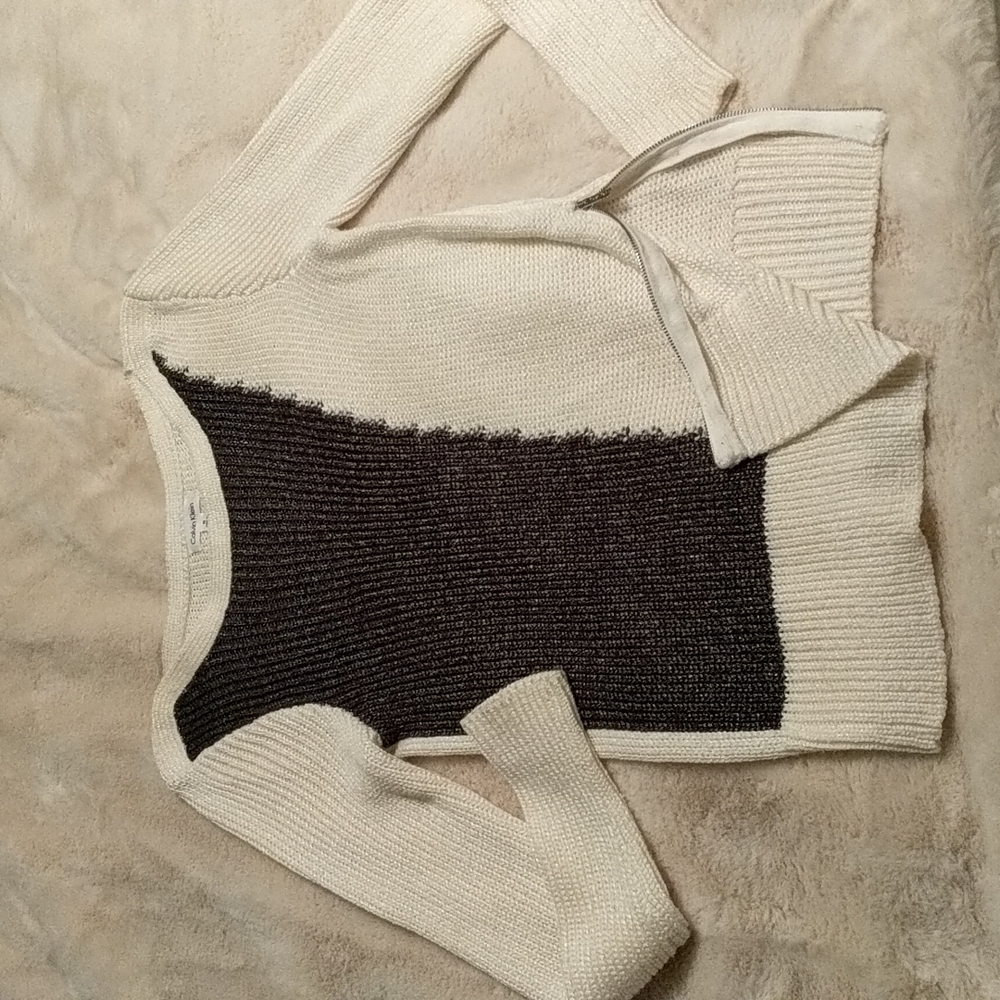 Side zip color block sweater